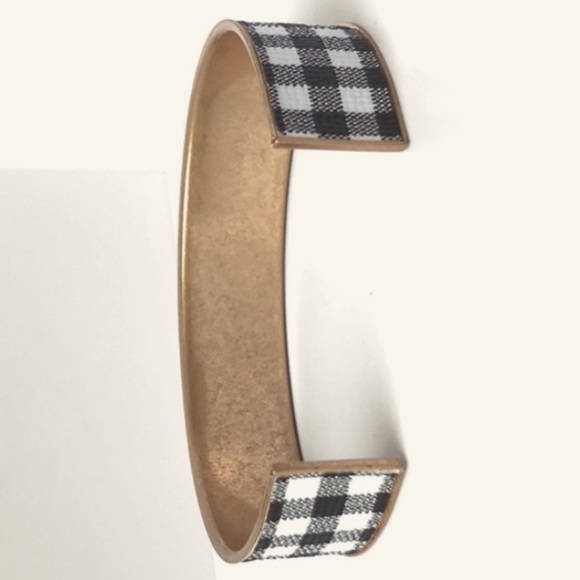✌🏼 #1268 Faux Leather Black And White Plaid Cuff Bracelet - Picture 9 of 17